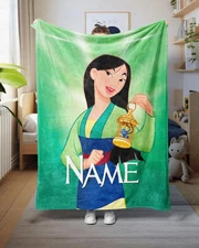 Personalized Disney Mulan And Cricket Fleece Blanket