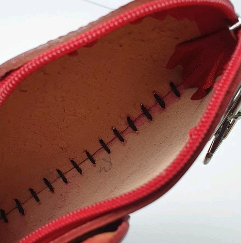 Handstitched Leather Cat Coin Purse Red Hard Shell 13.5 x 8.5cm Vgc - Picture 8 of 10