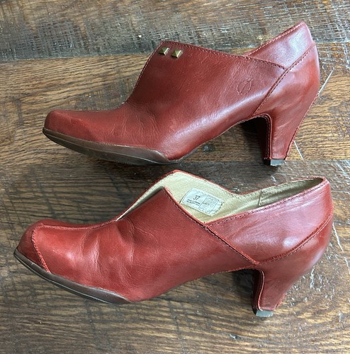 Sergio Tomani Red Boots Luxury Leather Ankle Booties 2" Heel EU37 US6.5 - Picture 5 of 12