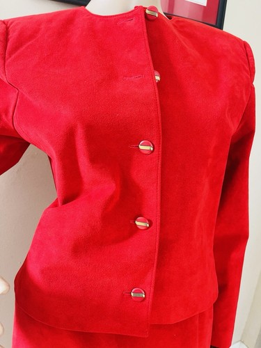 Suede Skirt Suit Size Please “See Measurements ” Button Shirt Jacket Midi Set - Picture 3 of 10