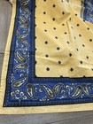 JCPenney Tablecloth Yellow Blue Block Print Rectangle French Country 60x102" VTG