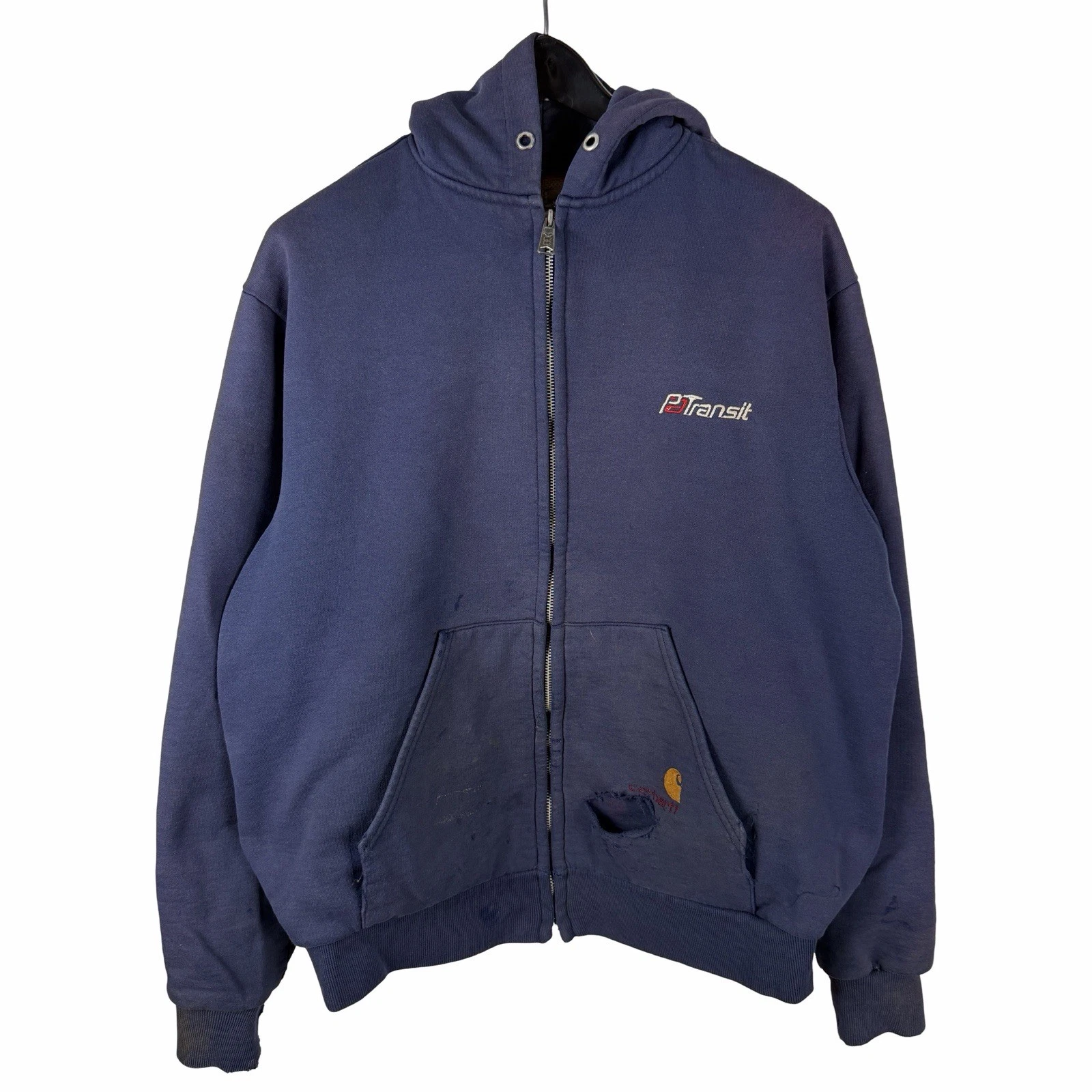 Vintage 90s Carhartt Thermal Lined Faded Distressed Transit Hoodie Size L