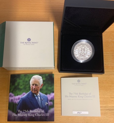 GRAN BRETAGNA 2023 - 75. Compleanno Re Carlo £ 5, argento proof