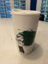 Starbucks 2015 Dot Collection Green Finger Paint Boy Ceramic Travel 12oz Mug