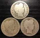 1905, 1905-S & 1905-O Barber Silver Quarters, G. G78