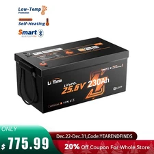 Litime 24V 230Ah Self Heating LiFePO4 Lithium Battery BMS for Solar Off-grid