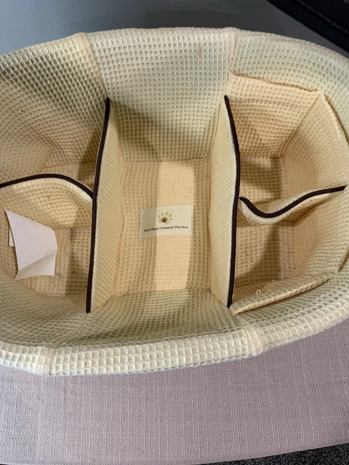 Carrito de pañales Munchkin Sarabear amarillo algodón insertado cesta de mimbre almacenamiento Foto 4 de 4