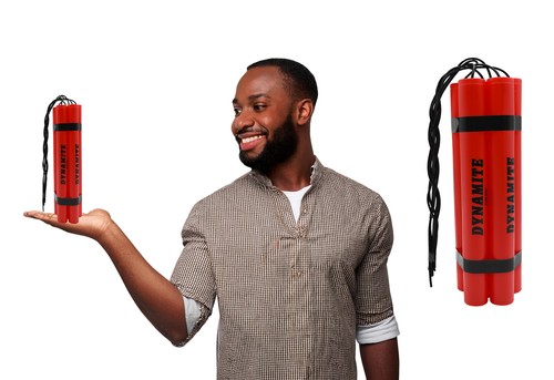 Fake Dynamite Prop Red TNT 6 Stick Bundle Plastic Prank Gag Pretend Bomb Pack - Picture 2 of 5