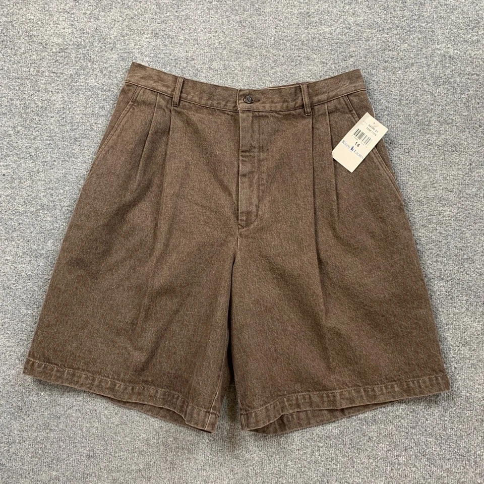 Винтажные женские шорты Ralph Lauren 14 каштановые с высоким подъемом плиссированные широкие бермуды - Изображение 2 из 4