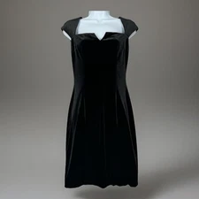 Vintage David Meister Womens Dress 2 Black Velvet Cocktail Y2K 90s Dark Romantic