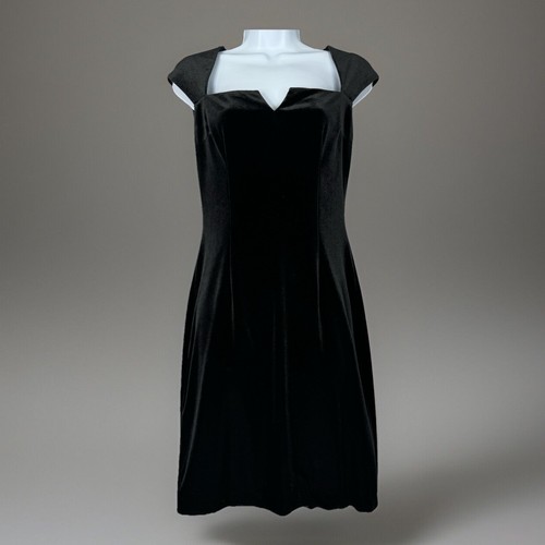 Vintage David Meister Womens Dress 2 Black Velvet Cocktail Y2K 90s Dark Romantic - Picture 1 of 12