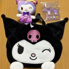 Sanrio Kuromi Plush Pouch Set  Acrylic Charm Mascot Gachapon Prize
