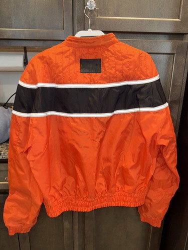 Vintage Y2K BD Biker Design Jacket L Orange Laughlin River Run 2004 Zippers - Picture 9 of 13