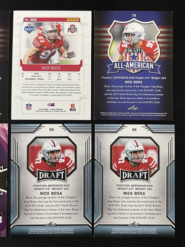 6 Card Football Lot Nick Bosa All Ohio State Buckeyes Rookie RC , Leaf & More - Picture 6 of 6