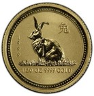 1999 P100 $5 Australian 1/20 Oz Gold Lunar Coin • Year Of The Rabbit (Series I)