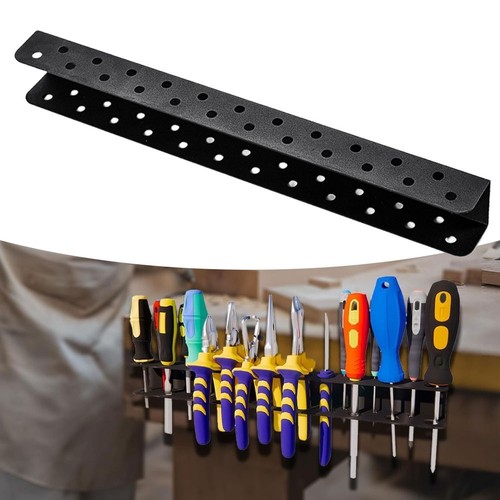 Garage Tool Organizer Wall Mounted Screwdriver Holder Steel Rack Black - Picture 4 of 8