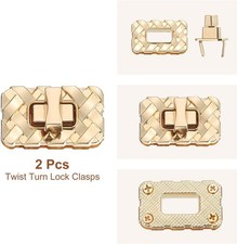 2Pcs Twist Turn Lock Clasp, 1.38" x 0.79" Closures Lock Fasteners for Purse A...