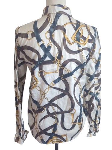 Ralph Lauren camicia equitazione donna XS oro cavallo briglia polo mallet western - Foto 2 di 5