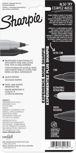 Sharpie Twin Tip Permanent Markers, Fine and Ultra 4 Count (Pack of 1), Black - Picture 7 of 7