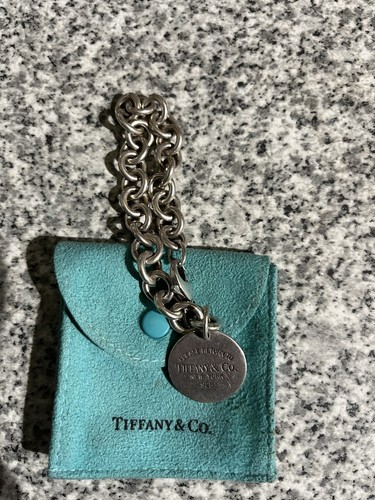 Return To Tiffany & Co Round Disc Tag Bracelet 19cm 7.5” Genuine Sterling Silver - Picture 2 of 10