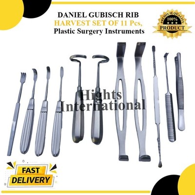 DANIEL GUBISCH RIB HARVEST SET OF 11 Pcs, Plastic Surgery Instruments
