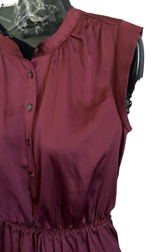 LOFT by ANN TAYLOR Women's Burgundy Red Satin Sleeveless Dress Sz. XXSP - Picture 3 of 8