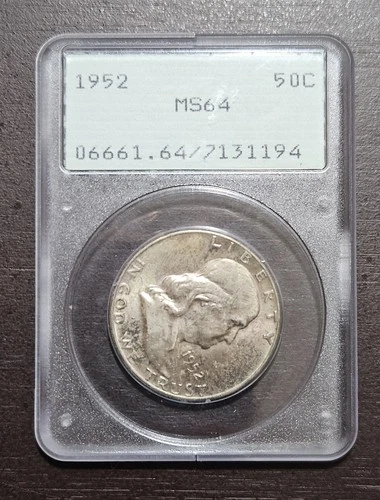 1952 Benjamin Franklin Half Dollar PCGS MS64 In Rattler With Toning