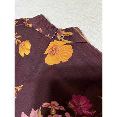 Mini Vestido Guess Manga Campana Floral Día Cinturón Talla XS Granate Nuevo sin Etiquetas - Imagen 15 de 18