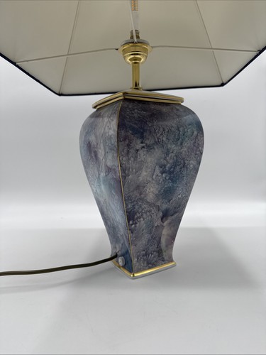 B701 Fürstenberg Porzellan Leuchte Lampe mit blauem Lampenschirm Stehlampe - Picture 5 of 23