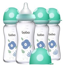 Natural Glass Baby Bottles Anti-Colic Wide Neck 8.8oz Pack of 4