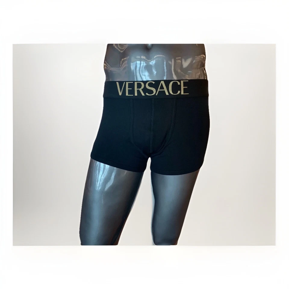 Versace Men's Underwear Gray/Gold/ Black -3 Pcs Set Versace Trunk (Size = M ) US - Image 4 of 4