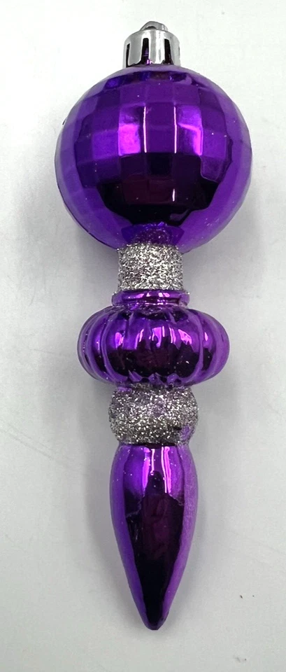 6 adornos navideños vintage con acabado púrpura irrompible brillo 4,75" Foto 4 de 4