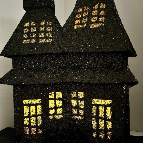 2 Fienile Ceramica Bambini Halloween Illumina Case Infestate Stile Putz Glitter 2013 - Foto 3 di 19