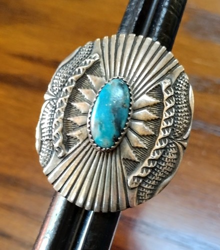 31.8g Native American Signed Turquoise Ring Deep Stamp Work Statement Ketoh 8.5 - Picture 9 of 9