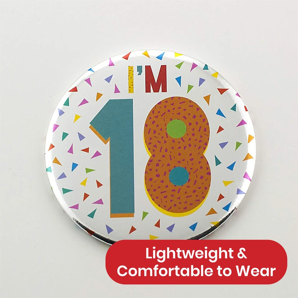 Silver 18th Birthday Badge 8.5cm Age Birthday Badge for Party Celebrations — 第 3/4 张图片
