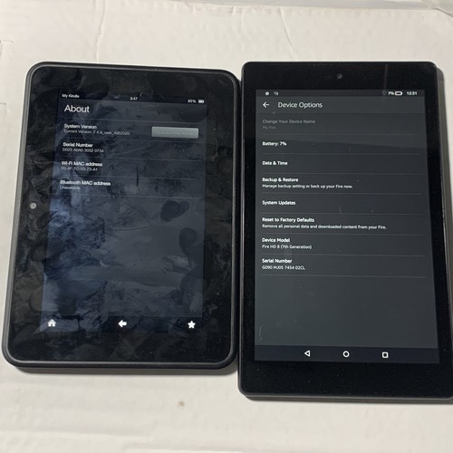 Amazon Kindle Bundle Fire HD 8 7th Gen SX034QT 16GB & X43Z60 Fire HD 7 2nd Gen