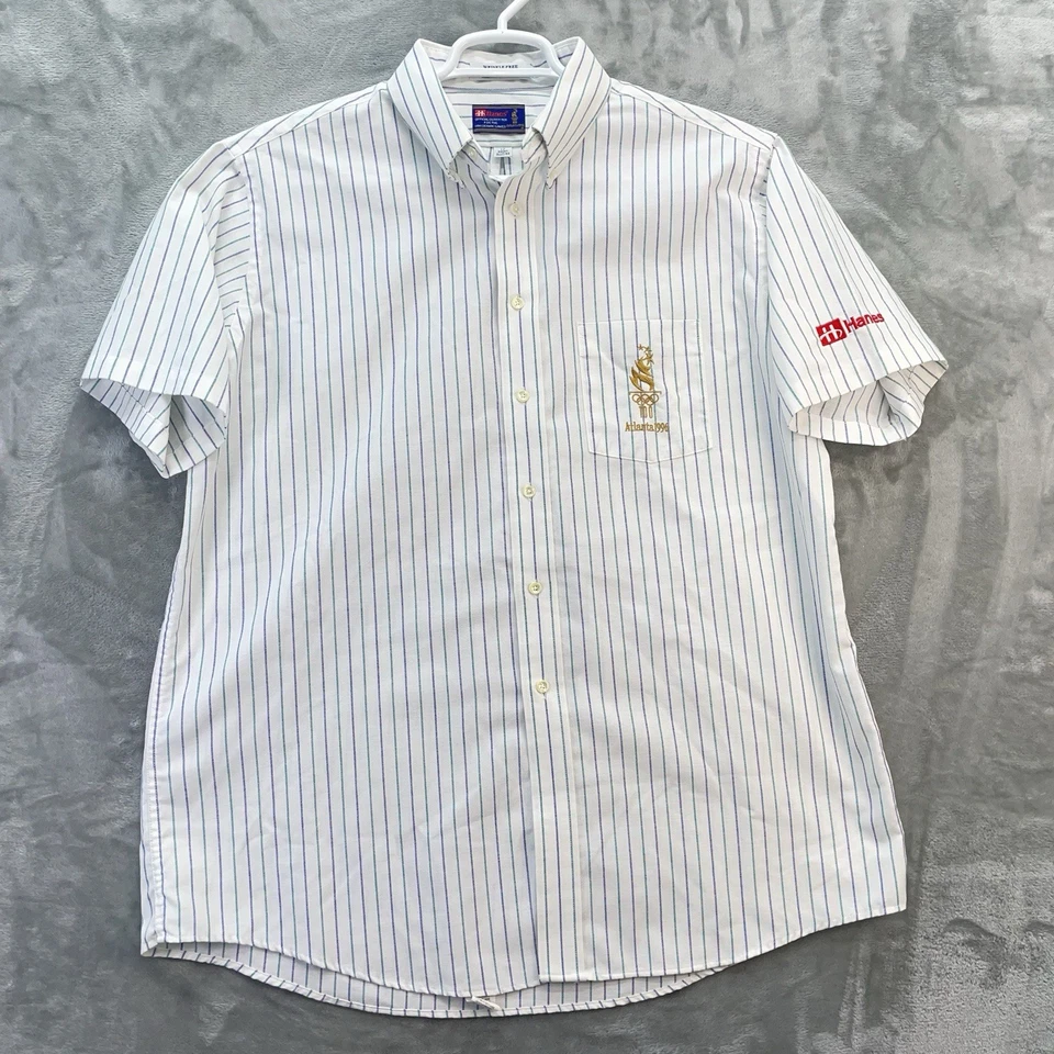 Camisa Hanes Vintage Hombres 17 1996 Juegos Olímpicos de Atlanta Manga Corta Rayas XL Deportes Foto 2 de 4