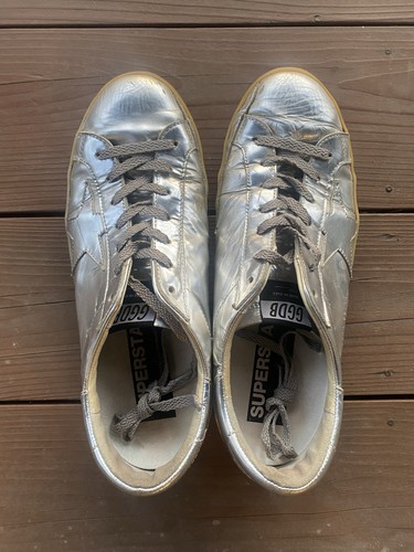 GOLDEN GOOSE GGDB SUPER STAR Mens Silver Sneaker US 12 EU 42 UK 9 USED in JPN - Picture 3 of 13
