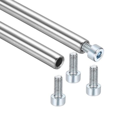 2 Pcs Linear Motion Rod Shaft Guide, 6mmx250mm 304 Stainless Steel with Screws