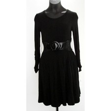 Plum Pudding Dress Girls 8 Black Knit Long Sleeve Belted USA Princess Fit Party