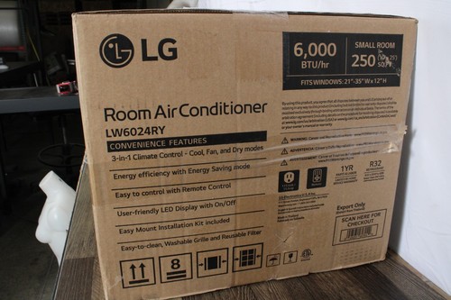 LG 6,000 BTU 115-Volt Window Air Conditioner Cools 250 sq. ft with Remote, White - Picture 4 of 5