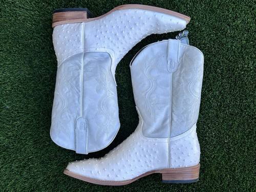 Taglia MX 30/US 12 - Stivali da cowboy western in pelle di struzzo Caballo Dorado bianchi nuovi - Foto 2 di 10