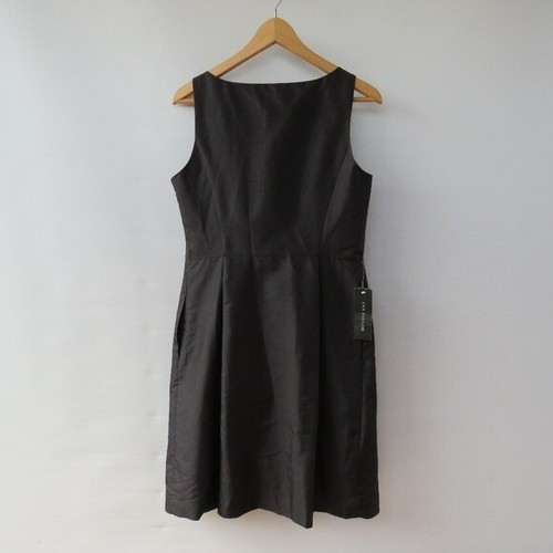 Ann Taylor schwarz Tag A-Linie Seide Midikleid Größe 8 - Bild 8 von 12