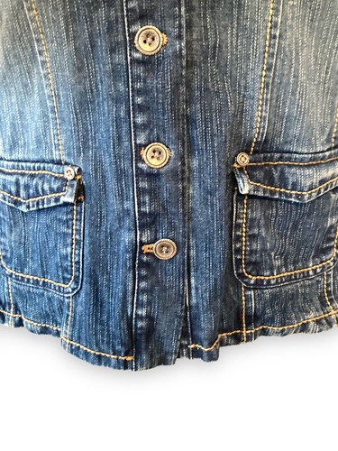 Chico's Denim Jacket berkshire Dalton Indigo Blue Womens Sz 1 w Pockets NEW NWT - Picture 3 of 13