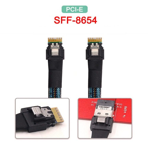 PCI-E Slimline SAS 4.0 SFF-8654 4i Host to SFF-8654 4I Slim SAS Cable 0.63CM - Picture 7 of 10