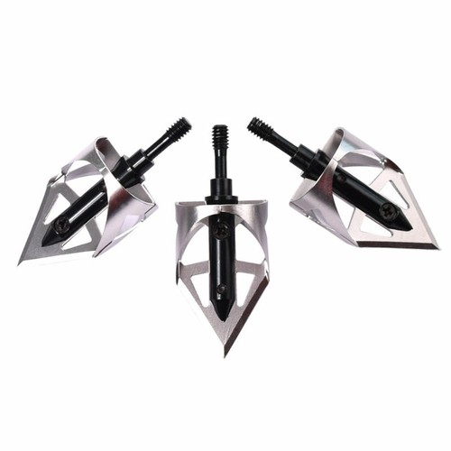 100 Grain Hunting Broadheads Arrow Heads Screw Compound Recurve Bow Crossbow 3X  - Picture 3 of 8