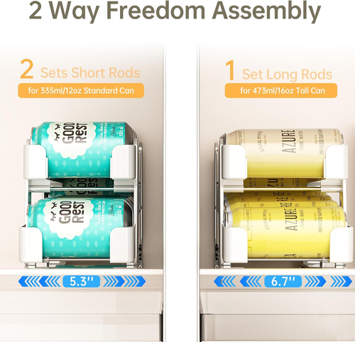 2 Pack Soda Can Organizer Dispenser for Refrigerator, Upgrade Features with Two - Picture 2 of 8