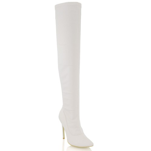 Womens Over The Knee Thigh High Stiletto Heel Ladies Stretch Calf Leg Boots Size - Picture 100 of 102