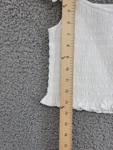 KatieJnyc Joanna Smocked Crop Top Girls L White Solid Square Neck Pullover S/S - Picture 7 of 15