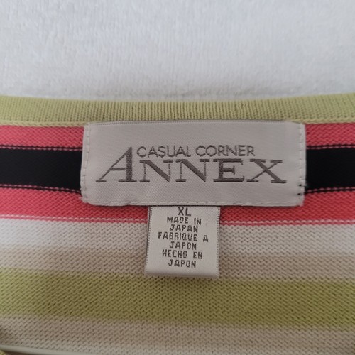Casual Corner Annex Woman's X-Large Sweater Vest Peach, Black, White Striped. - Picture 3 of 5